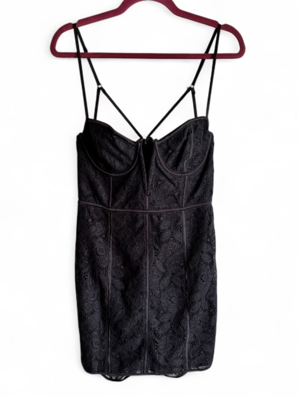 For Love And Lemons Black Lace Corset Bra Top Mini Dress Size M